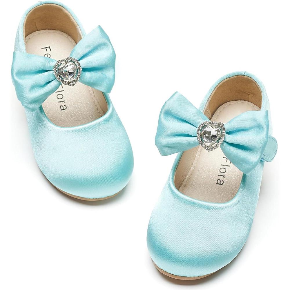 imageFelix ampamp Flora Toddler Flower Girl Dress Shoes  Baby Girl Ballet Mary Jane Flats for Party School WeddingBf15turquoise