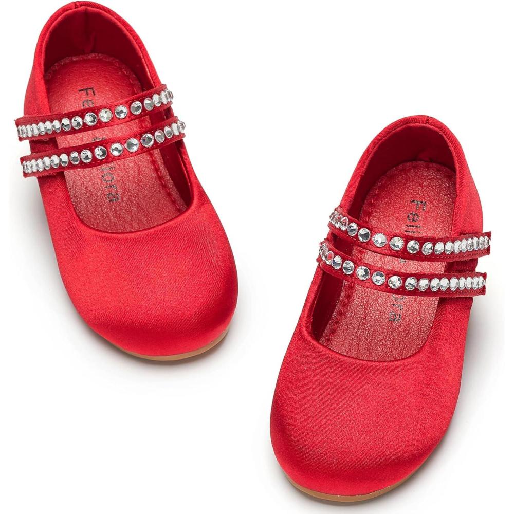 imageFelix ampamp Flora Toddler Flower Girl Dress Shoes  Baby Girl Ballet Mary Jane Flats for Party School WeddingBf18red