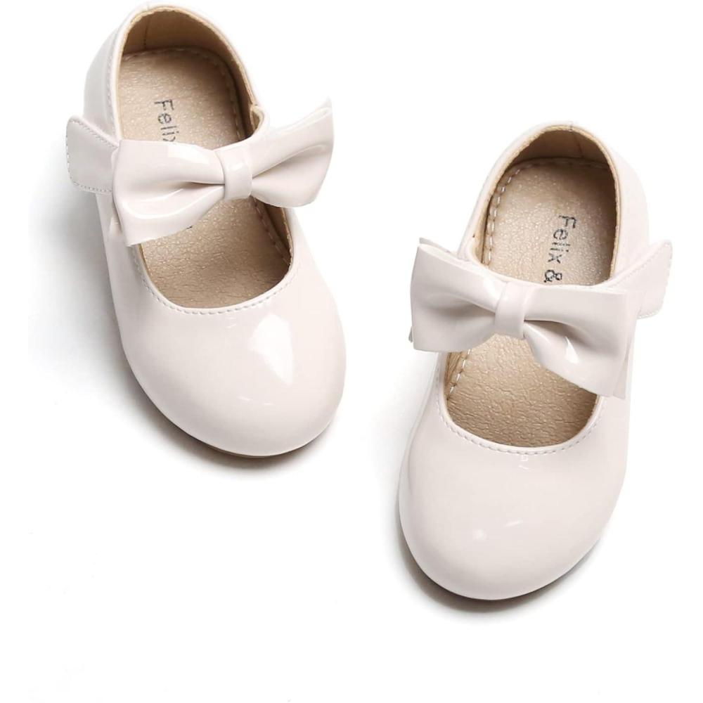 imageFelix ampamp Flora Toddler Flower Girl Dress Shoes  Girl Ballet Flats Party School Shoes WeddingB317beige
