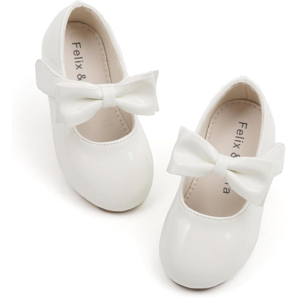 imageFelix ampamp Flora Toddler Flower Girl Dress Shoes  Girl Ballet Flats Party School Shoes WeddingB317ivory White