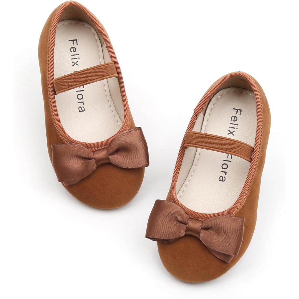 imageFelix ampamp Flora Toddler Flower Girl Dress Shoes  Girl Ballet Flats Party School Shoes WeddingB803brown
