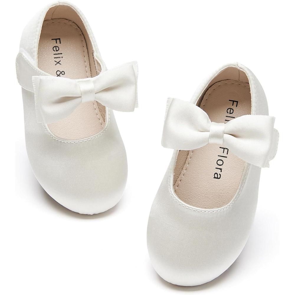 imageFelix ampamp Flora Toddler Flower Girl Dress Shoes  Girl Ballet Flats Party School Shoes WeddingB816ivory White