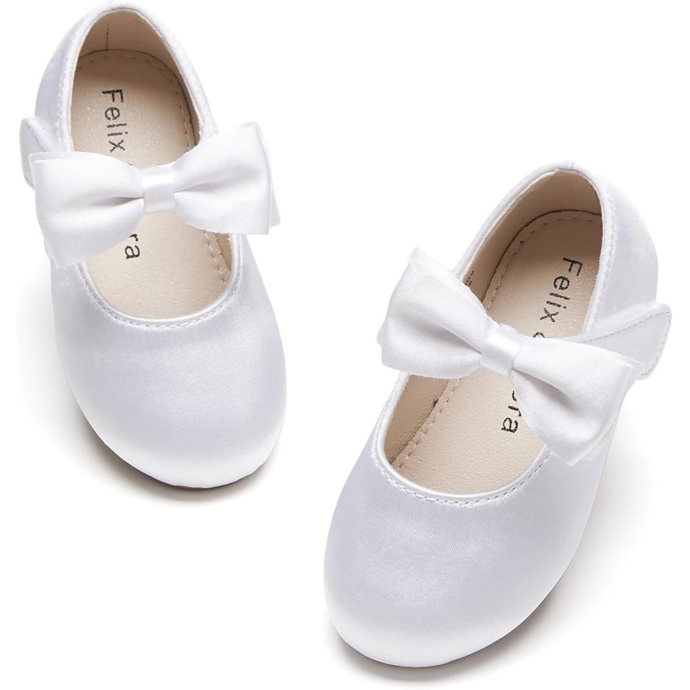imageFelix ampamp Flora Toddler Flower Girl Dress Shoes  Girl Ballet Flats Party School Shoes WeddingB816white
