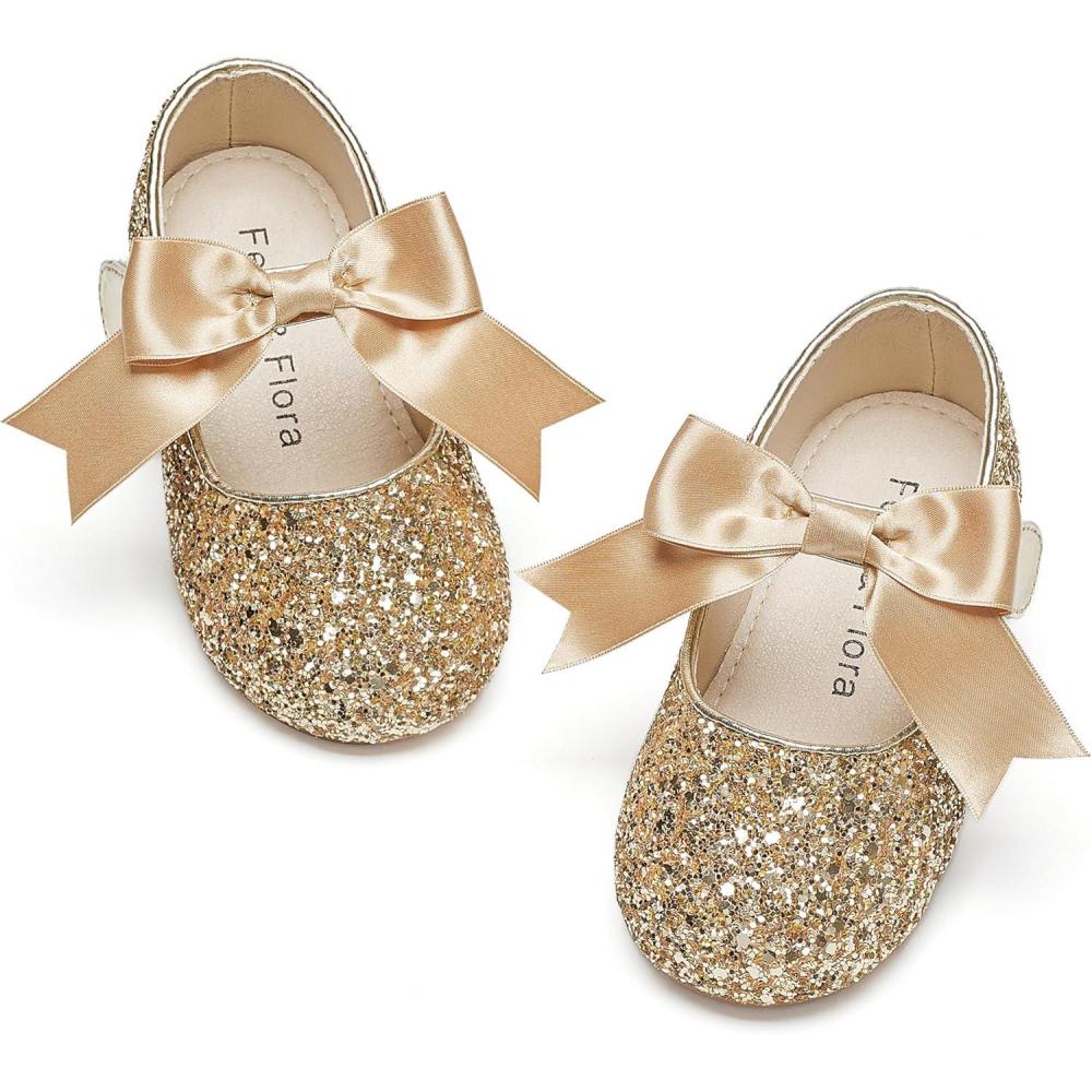 imageFelix ampamp Flora Toddler Flower Girl Dress Shoes  Girl Ballet Flats Party School Shoes WeddingB821glitter Gold