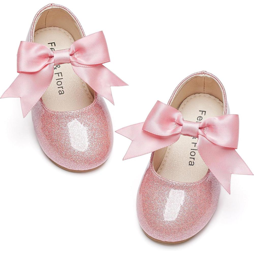 imageFelix ampamp Flora Toddler Flower Girl Dress Shoes  Girl Ballet Flats Party School Shoes WeddingB821light Pink