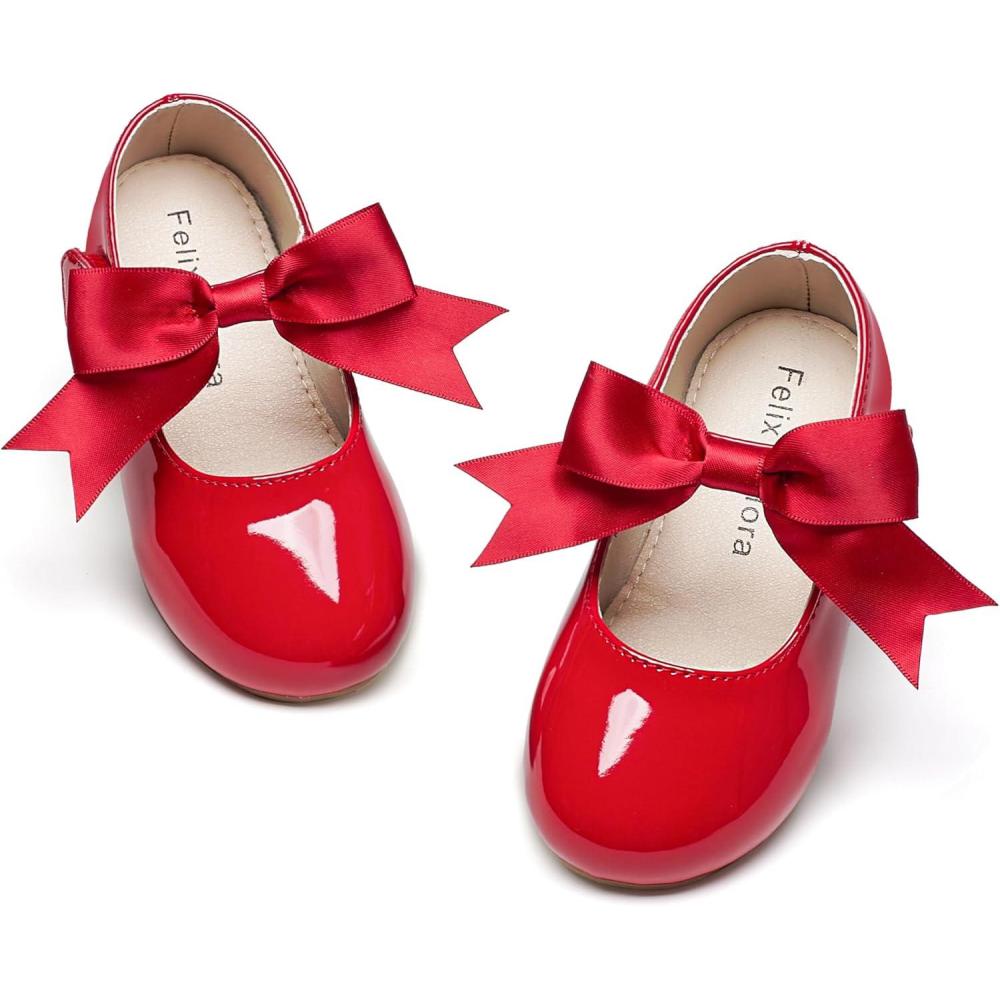 imageFelix ampamp Flora Toddler Flower Girl Dress Shoes  Girl Ballet Flats Party School Shoes WeddingB821red
