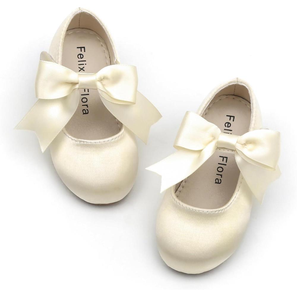 imageFelix ampamp Flora Toddler Flower Girl Dress Shoes  Girl Ballet Flats Party School Shoes WeddingB821s Light Gold