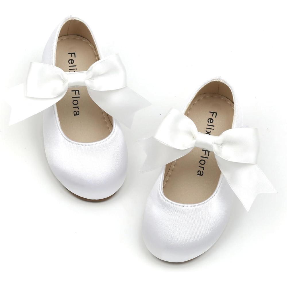 imageFelix ampamp Flora Toddler Flower Girl Dress Shoes  Girl Ballet Flats Party School Shoes WeddingB821s White
