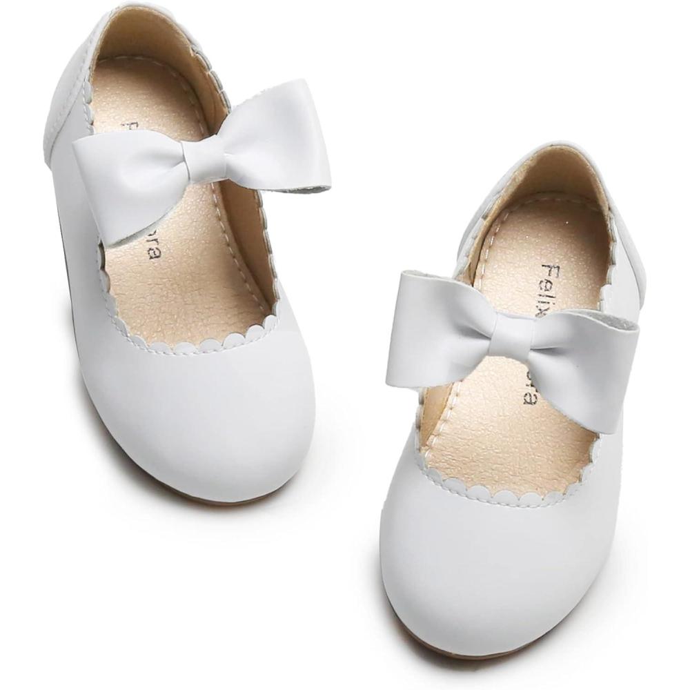 imageFelix ampamp Flora Toddler Flower Girl Dress Shoes  Girl Ballet Flats Party School Shoes WeddingB838white