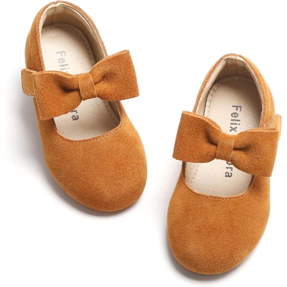 imageFelix ampamp Flora Toddler Flower Girl Dress Shoes  Girl Ballet Flats Party School Shoes WeddingB847brown