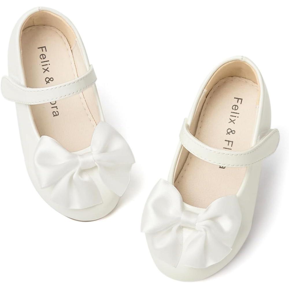imageFelix ampamp Flora Toddler Flower Girl Dress Shoes  Girl Ballet Flats Party School Shoes WeddingB904pl White