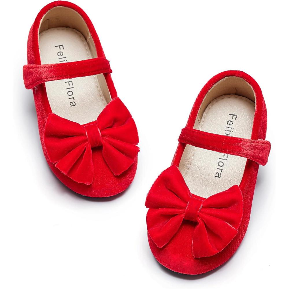 imageFelix ampamp Flora Toddler Flower Girl Dress Shoes  Girl Ballet Flats Party School Shoes WeddingB904velvet Red