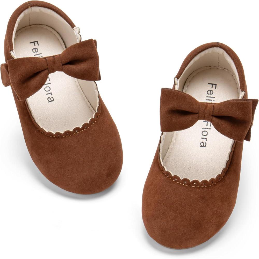 imageFelix ampamp Flora Toddler Flower Girl Dress Shoes  Girl Ballet Flats Party School Shoes WeddingBf11brown
