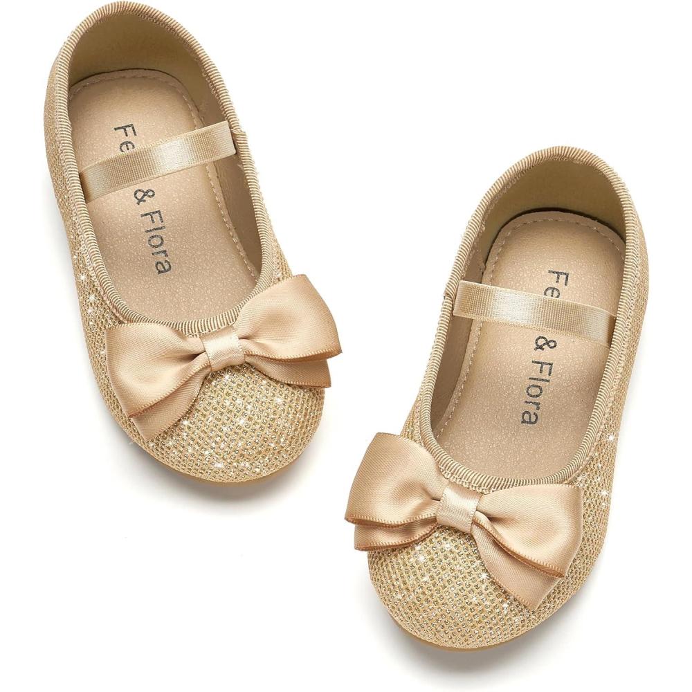 imageFelix ampamp Flora Toddler Flower Girl Dress Shoes  Girl Ballet Flats Party School Shoes WeddingBf28gold