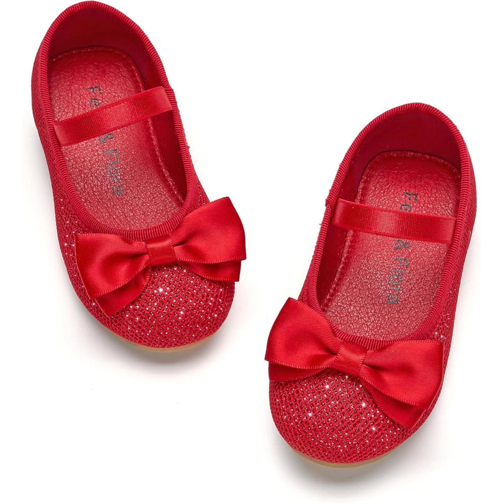 imageFelix ampamp Flora Toddler Flower Girl Dress Shoes  Girl Ballet Flats Party School Shoes WeddingBf28red