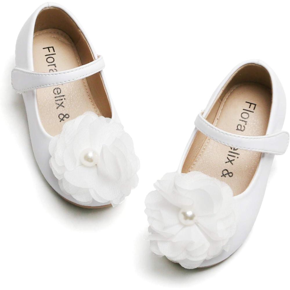 imageFelix ampamp Flora Toddler Flower Girl Dress Shoes  Girl Ballet Flats Party School Shoes WeddingBu319 White