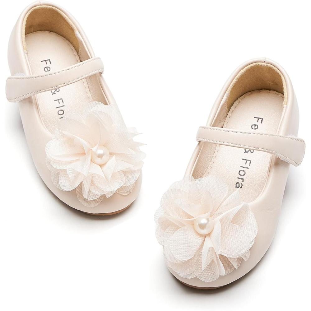 imageFelix ampamp Flora Toddler Flower Girl Dress Shoes  Girl Ballet Flats Party School Shoes WeddingBu319beige