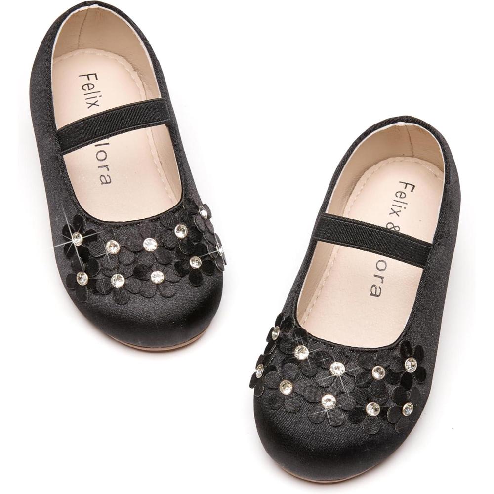 imageFelix ampamp Flora Toddler Girl Dress Shoes  Flower Girl Ballet Flats School Wedding PartyB891black