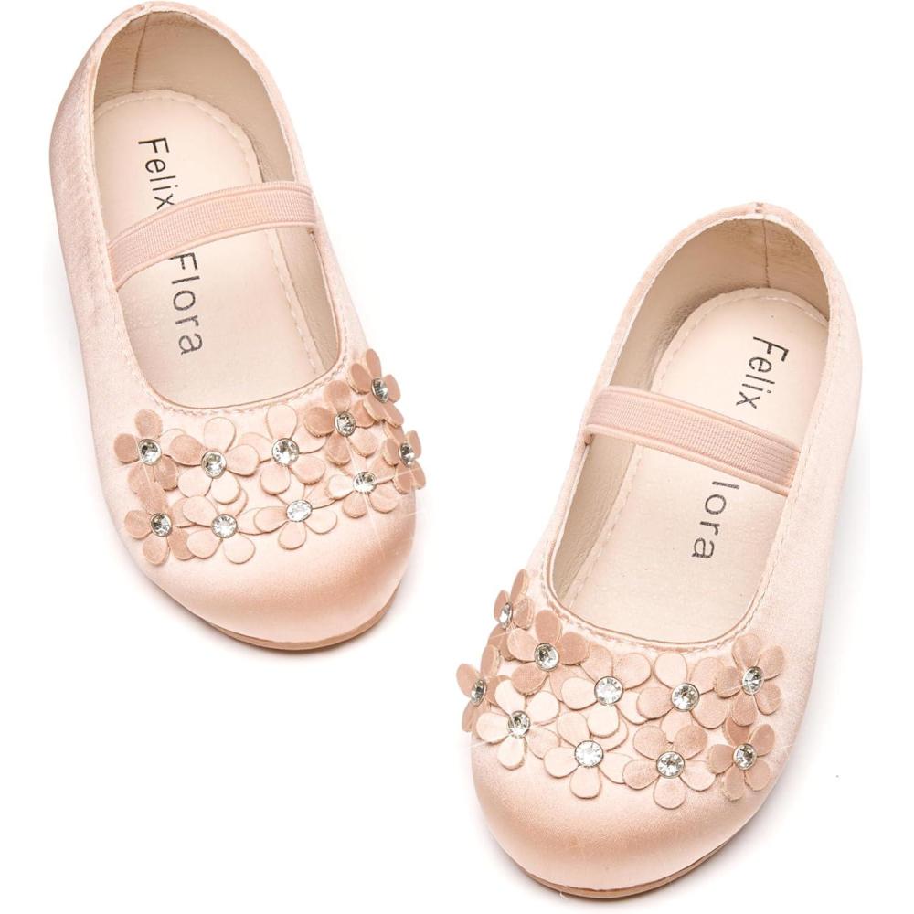 imageFelix ampamp Flora Toddler Girl Dress Shoes  Flower Girl Ballet Flats School Wedding PartyB891dark Nude