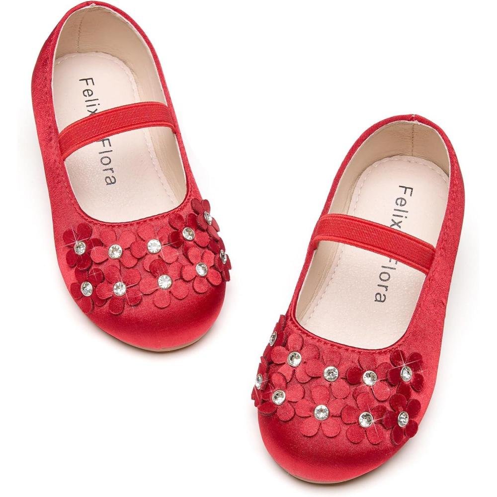 imageFelix ampamp Flora Toddler Girl Dress Shoes  Flower Girl Ballet Flats School Wedding PartyB891red