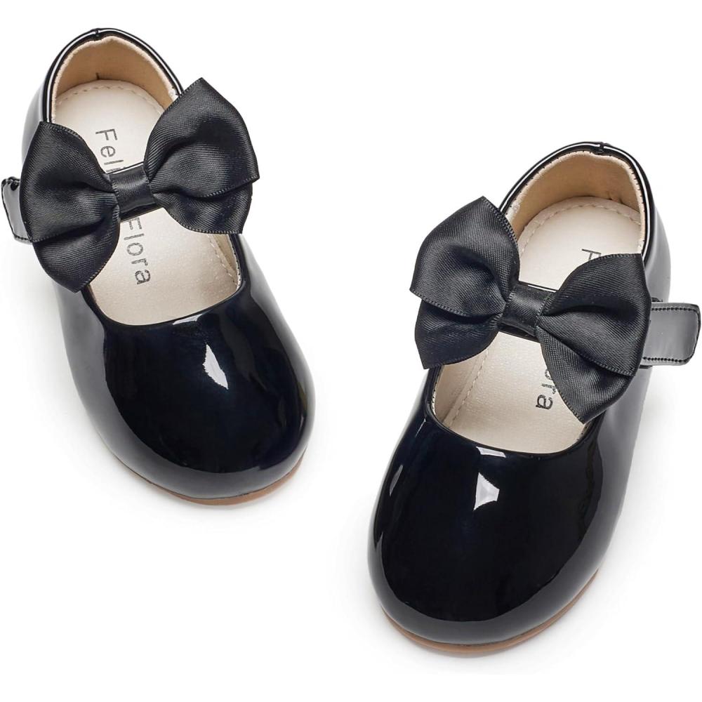 imageFelix ampamp Flora Toddler Girl Dress Shoes  Flower Girl Ballet Flats School Wedding PartyB903black