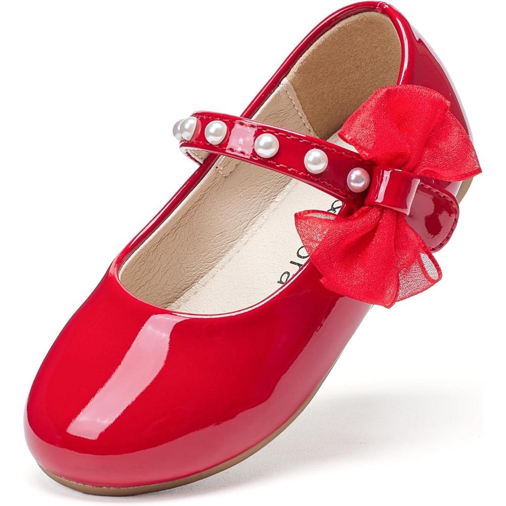 imageFelix ampamp Flora Toddler Girl Dress Shoes  Flower Girl Ballet Flats School Wedding PartyBf13pl Red