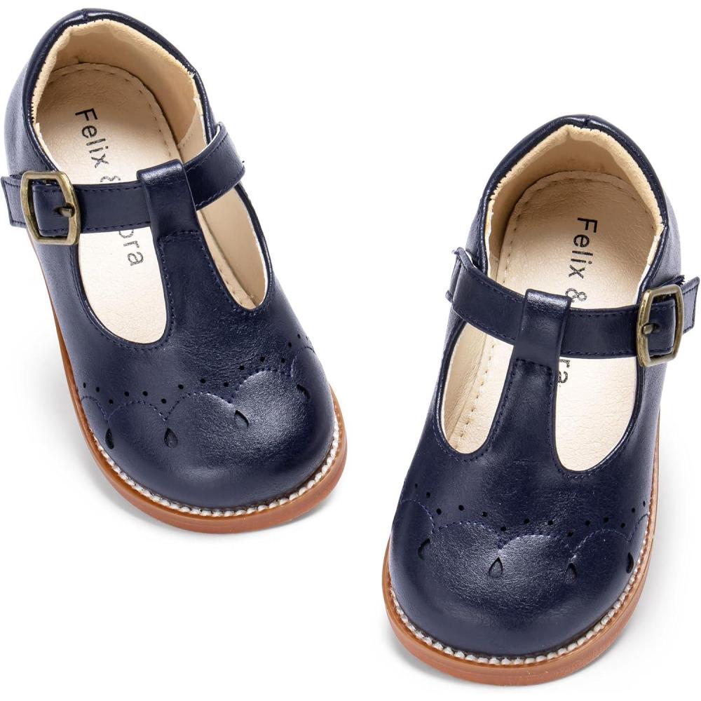 imageFelix ampamp Flora Toddler Girl Mary Jane Dress Shoes  School Oxford Flats for Girl Party ShoesB423navy Blue