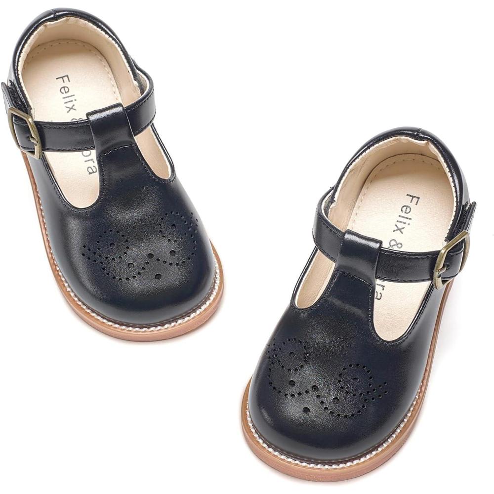 imageFelix ampamp Flora Toddler Girl Mary Jane Dress Shoes  School Oxford Flats for Girl Party ShoesB425black