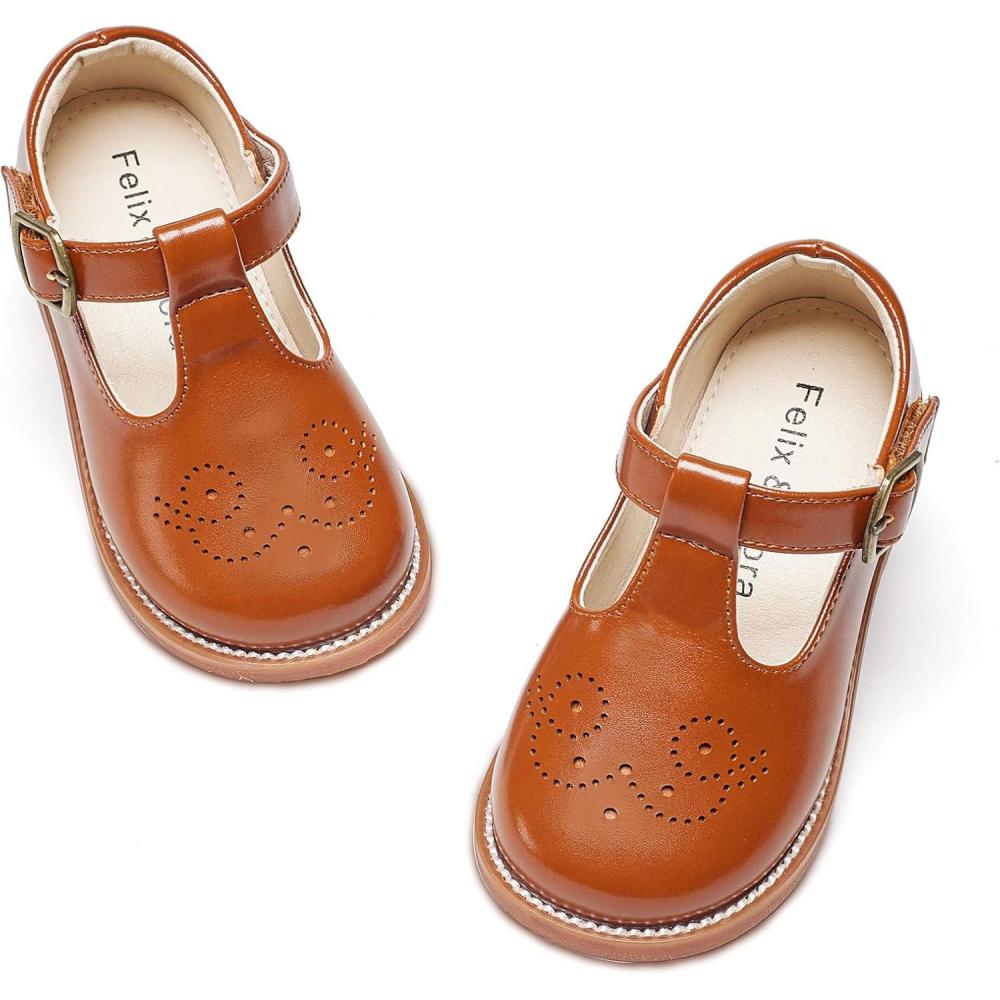 imageFelix ampamp Flora Toddler Girl Mary Jane Dress Shoes  School Oxford Flats for Girl Party ShoesB425brown