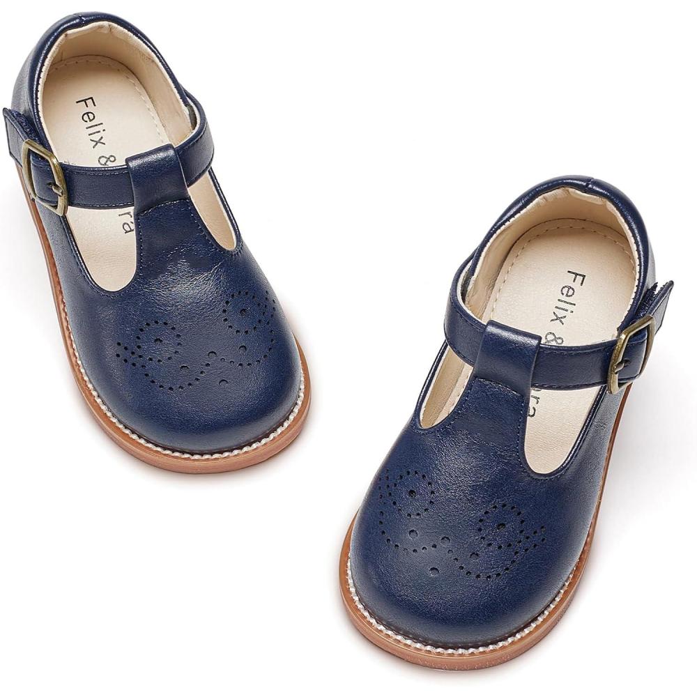 imageFelix ampamp Flora Toddler Girl Mary Jane Dress Shoes  School Oxford Flats for Girl Party ShoesB425navy Blue