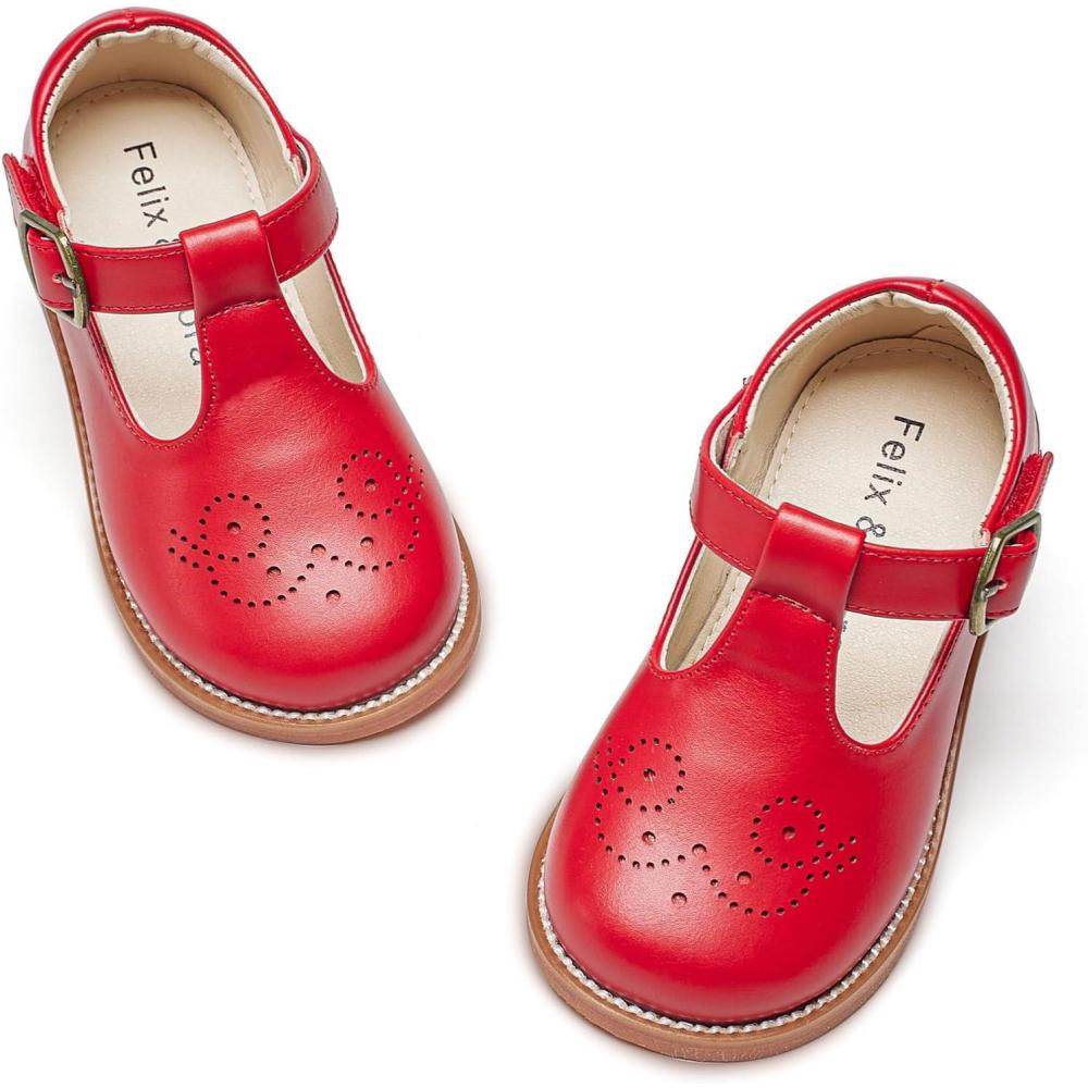 imageFelix ampamp Flora Toddler Girl Mary Jane Dress Shoes  School Oxford Flats for Girl Party ShoesB425red