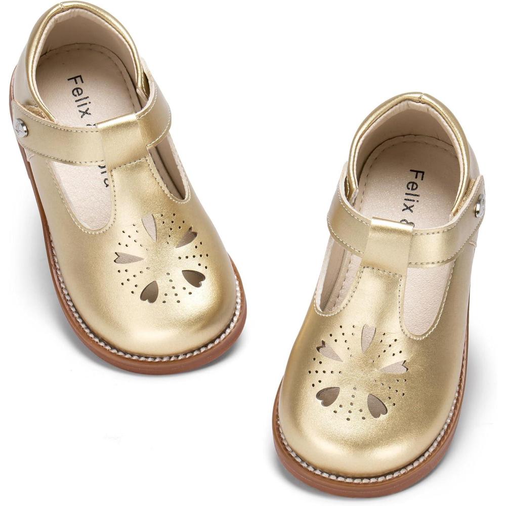 imageFelix ampamp Flora Toddler Girl Oxford Dress Shoes  Mary Jane Flats for Little Girl Party School ShoesB428gold