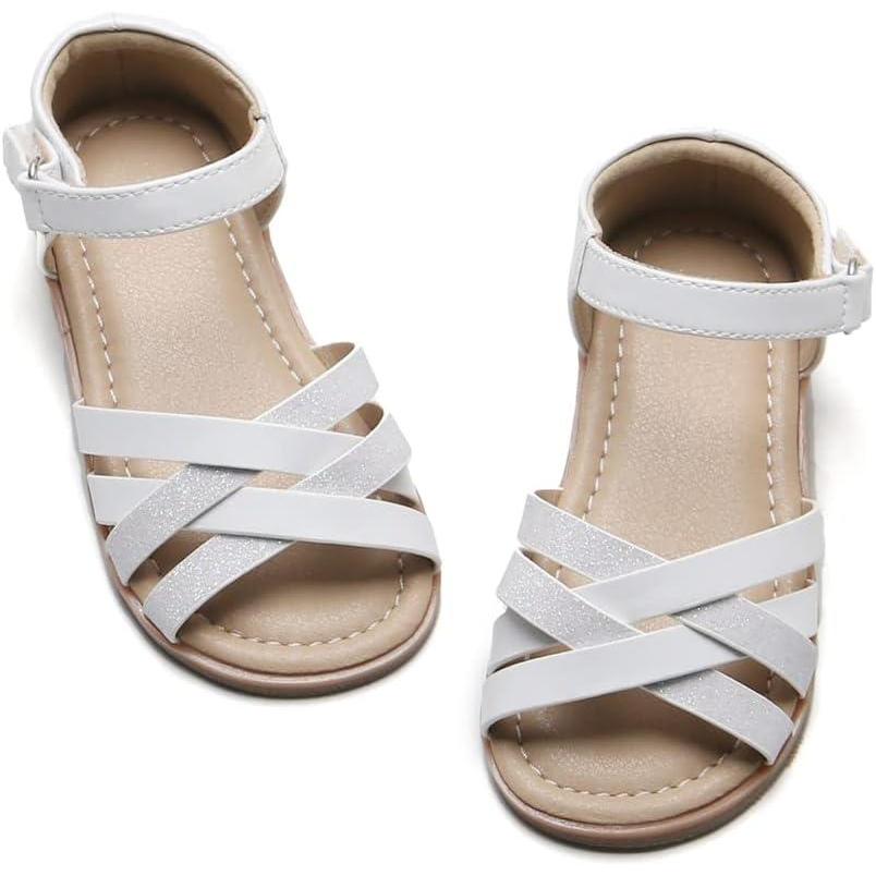 imageFelix ampamp Flora Toddler Girl Sandals  Flower Girl Dress Shoes Open Toe Little Kid Summer FlatsBc214white