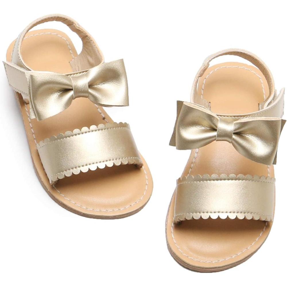 imageFelix ampamp Flora Toddler Girl Sandals  Flower Girl Dress Shoes Open Toe Little Kid Summer FlatsBc216gold