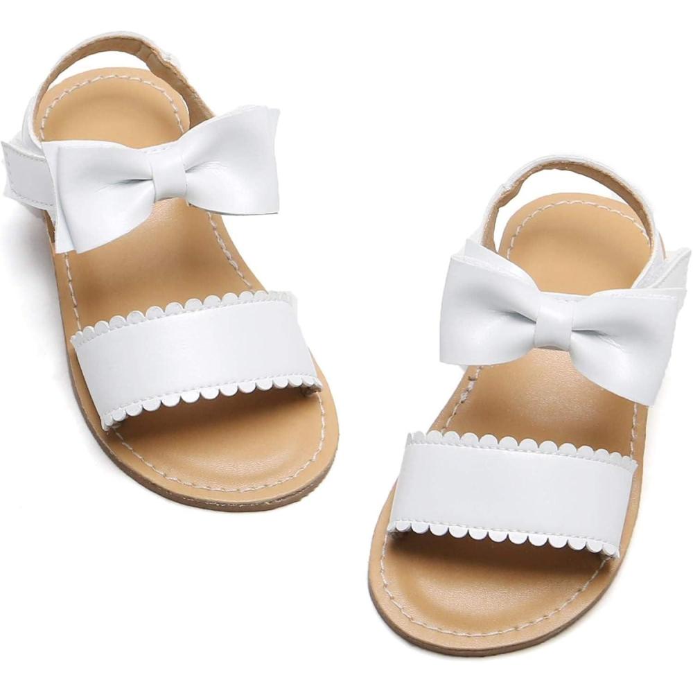 imageFelix ampamp Flora Toddler Girl Sandals  Flower Girl Dress Shoes Open Toe Little Kid Summer FlatsBc216white