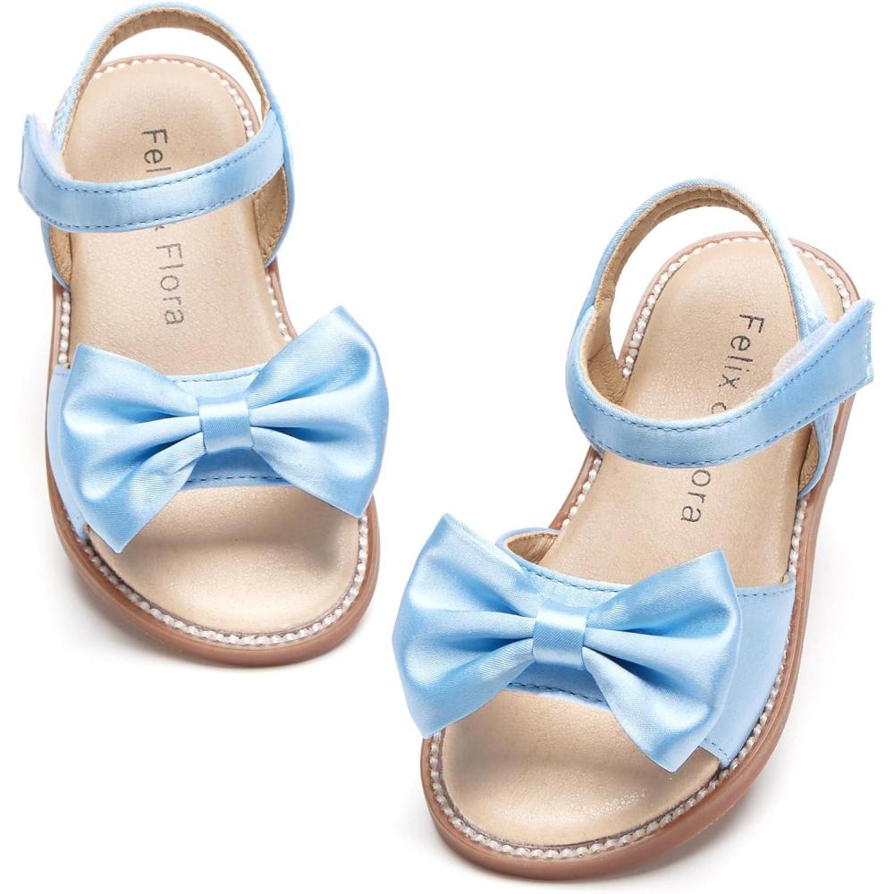 imageFelix ampamp Flora Toddler Girl Sandals  Flower Girl Dress Shoes Open Toe Little Kid Summer FlatsBc291blue