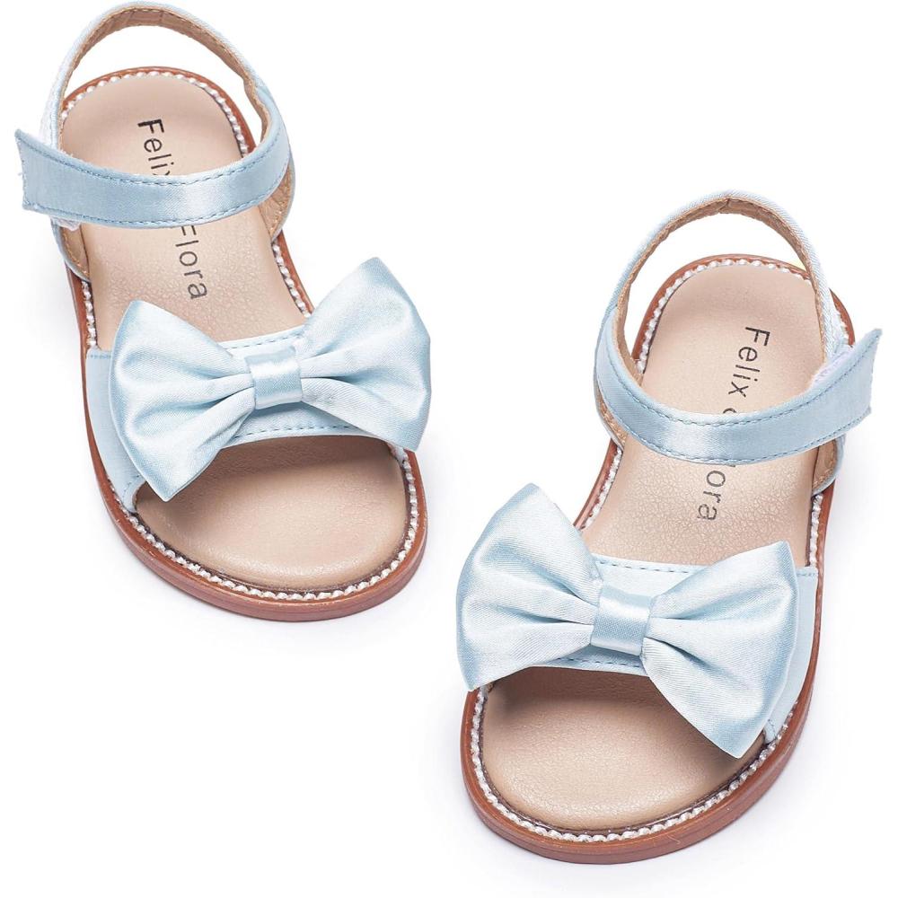 imageFelix ampamp Flora Toddler Girl Sandals  Flower Girl Dress Shoes Open Toe Little Kid Summer FlatsBc291light Blue