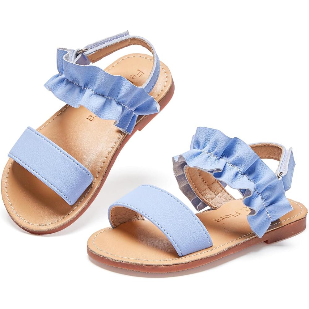 imageFelix ampamp Flora Toddler Girl Sandals  Flower Girl Dress Shoes Open Toe Little Kid Summer FlatsBc300fl Blue