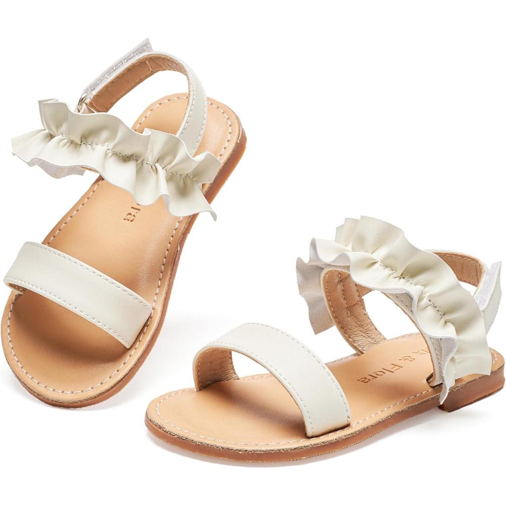 imageFelix ampamp Flora Toddler Girl Sandals  Flower Girl Dress Shoes Open Toe Little Kid Summer FlatsBc300fl Ivory White