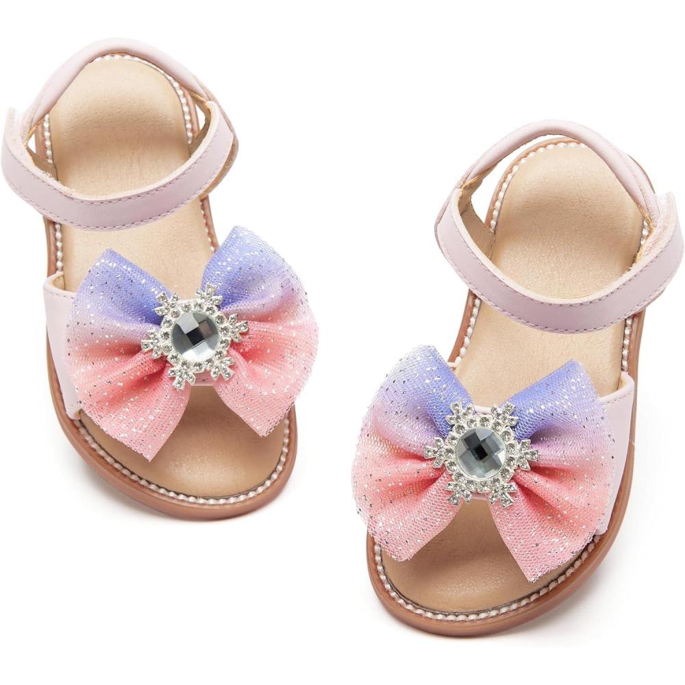 imageFelix ampamp Flora Toddler Girl Sandals  Flower Girl Dress Shoes Open Toe Little Kid Summer FlatsBc305pink