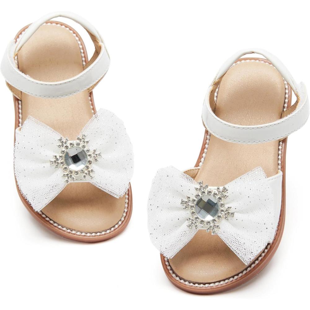imageFelix ampamp Flora Toddler Girl Sandals  Flower Girl Dress Shoes Open Toe Little Kid Summer FlatsBc305white