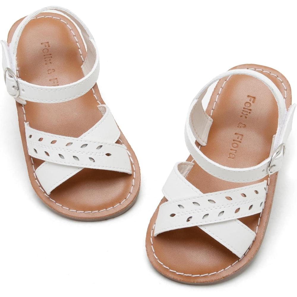 imageFelix ampamp Flora Toddler Girl Sandals  Little Girl Easter Summer Dress Shoes Lightweight Open Toe Beach HolidayBc219ivory White