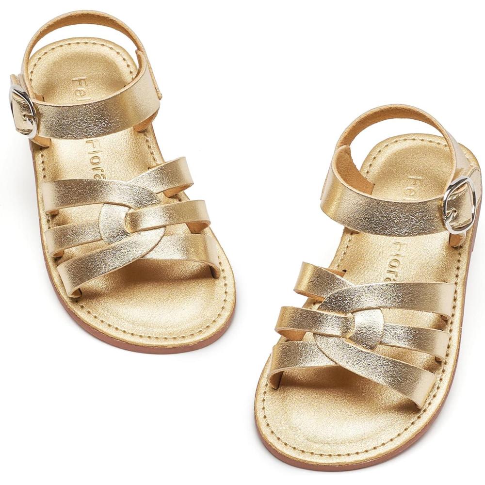 imageFelix ampamp Flora Toddler Girl Sandals  Little Girl Easter Summer Dress Shoes Lightweight Open Toe Beach HolidayBc222bright Gold