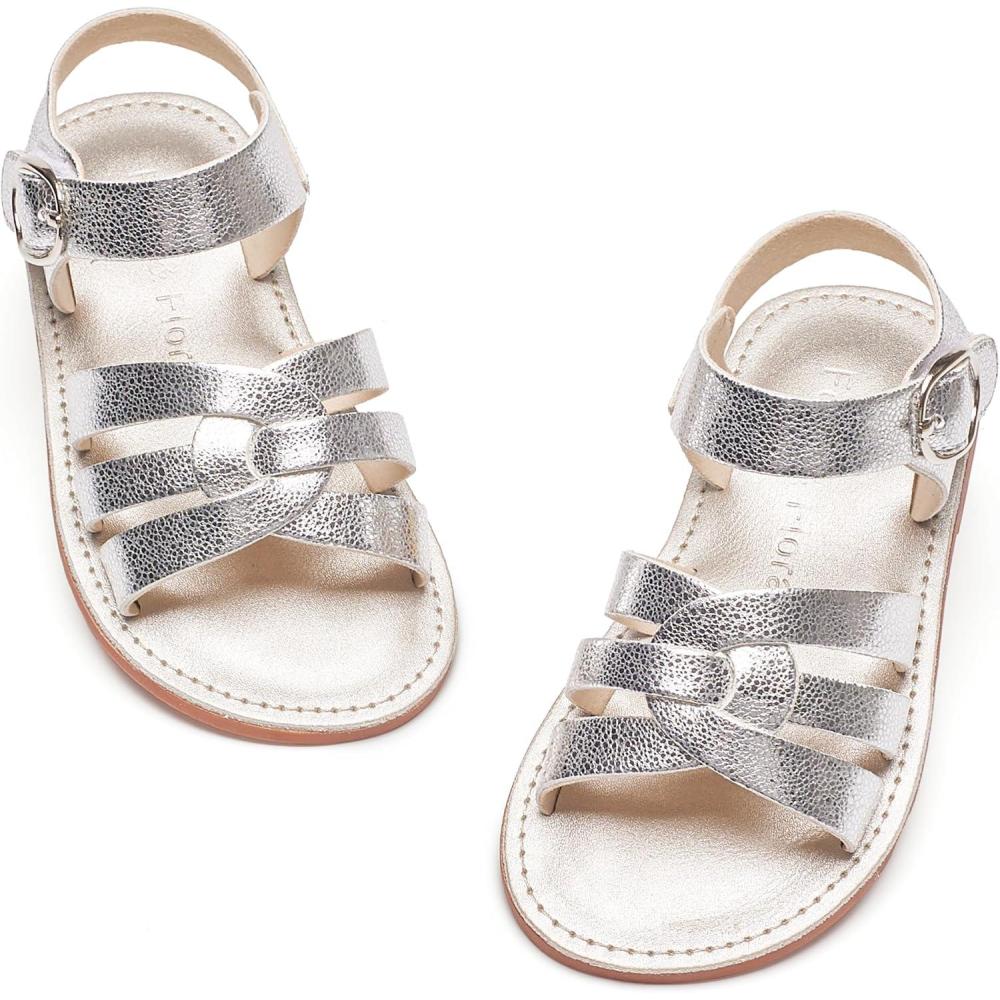 imageFelix ampamp Flora Toddler Girl Sandals  Little Girl Easter Summer Dress Shoes Lightweight Open Toe Beach HolidayBc222bright Silver