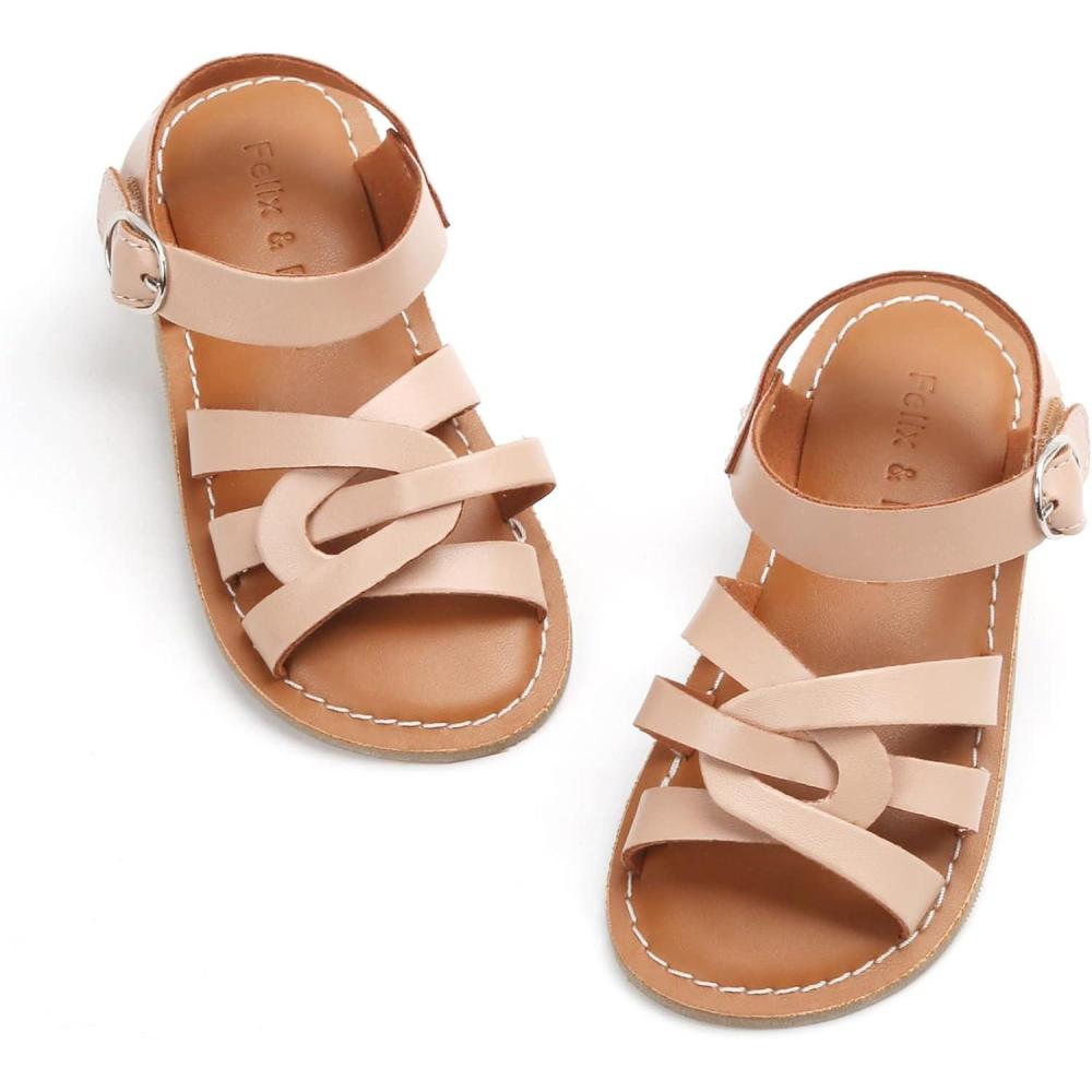imageFelix ampamp Flora Toddler Girl Sandals  Little Girl Easter Summer Dress Shoes Lightweight Open Toe Beach HolidayBc222dark Nude