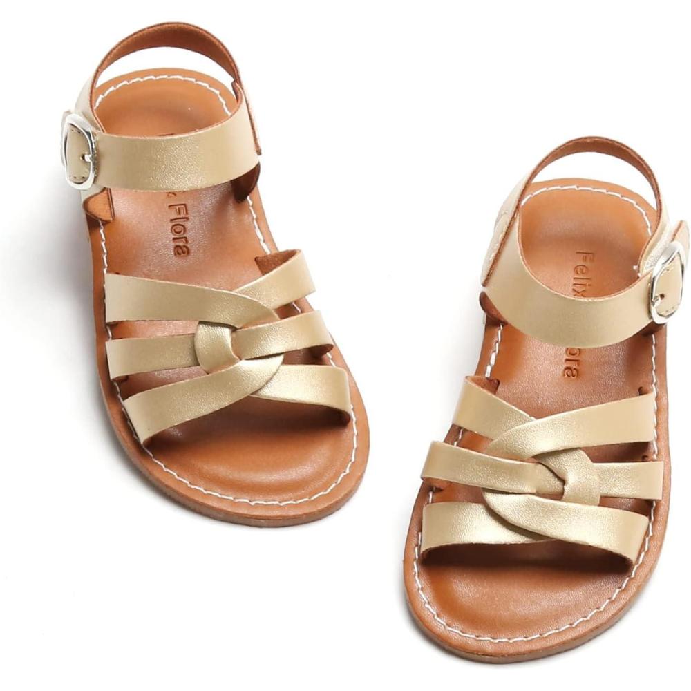 imageFelix ampamp Flora Toddler Girl Sandals  Little Girl Easter Summer Dress Shoes Lightweight Open Toe Beach HolidayBc222gold