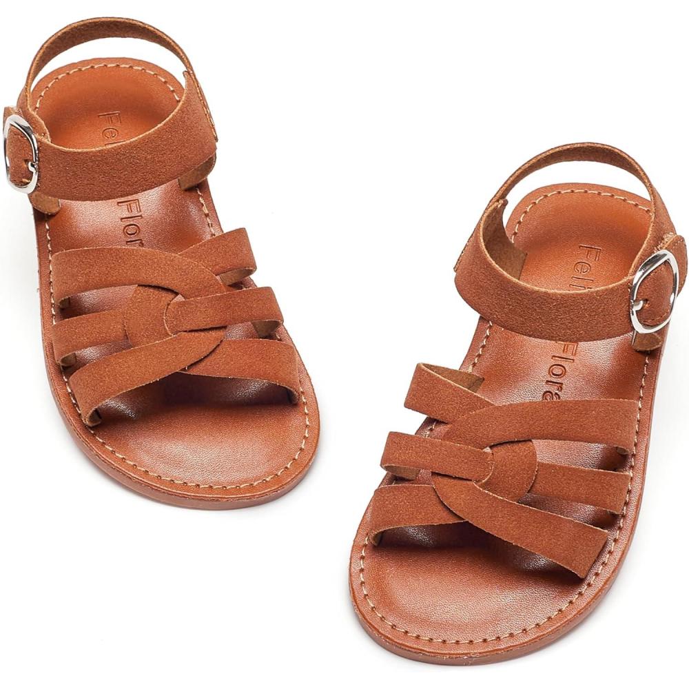 imageFelix ampamp Flora Toddler Girl Sandals  Little Girl Easter Summer Dress Shoes Lightweight Open Toe Beach HolidayBc222reddish Brown