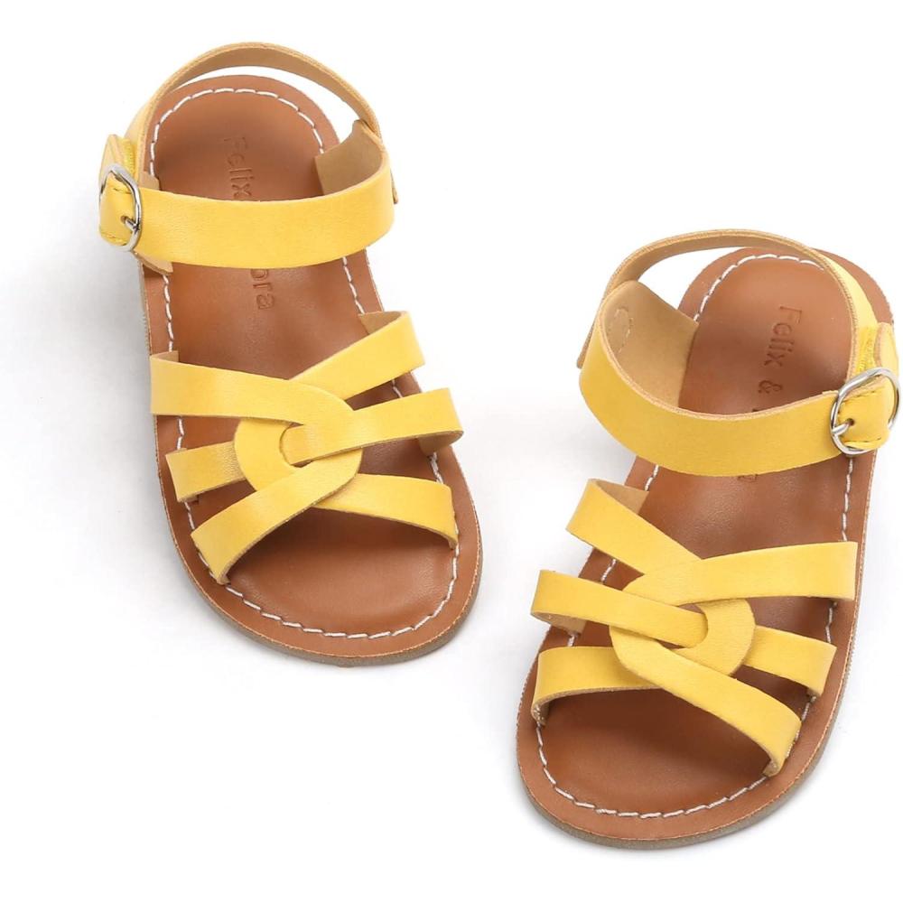 imageFelix ampamp Flora Toddler Girl Sandals  Little Girl Easter Summer Dress Shoes Lightweight Open Toe Beach HolidayBc222yellow