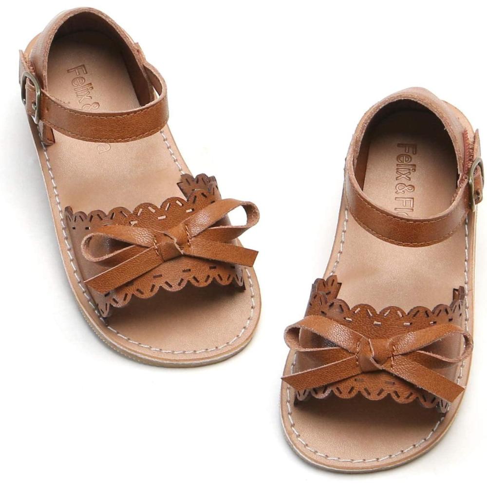 imageFelix ampamp Flora Toddler Girl Sandals  Little Girl Easter Summer Dress Shoes Lightweight Open Toe Beach HolidayBc226brown