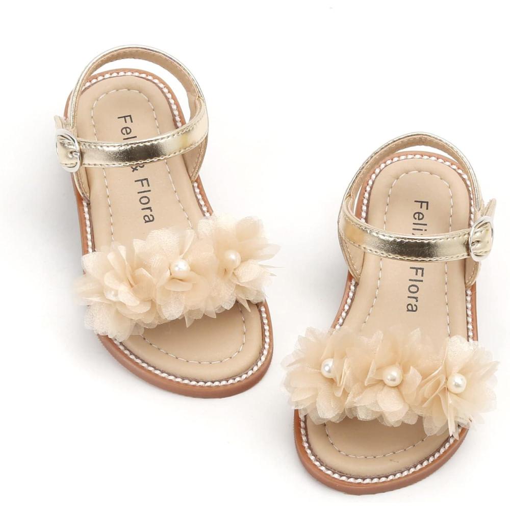 imageFelix ampamp Flora Toddler Girl Sandals  Little Girl Easter Summer Dress Shoes Lightweight Open Toe Beach HolidayBc279gold